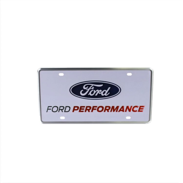Aluminum License Plate with Ford Performance Logo [White, Anodized]