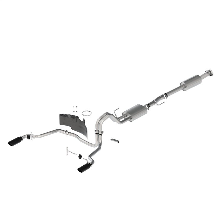 Cat-Back Sport Exhaust System Fits Select Ford F-150 2.7L, 3.5L, 5.0L Trucks w/145, 157 in. WB [Black Chrome Tips]