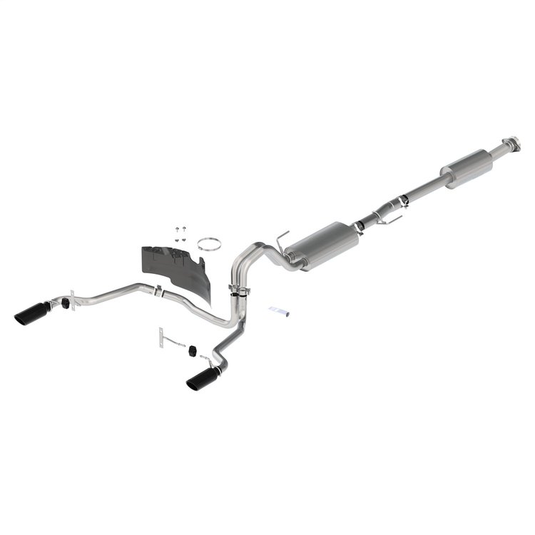Cat-Back Touring Exhaust System Fits Select Ford F-150 2.7L, 3.5L, 5.0L Trucks w/145, 157 in. WB [Black Chrome Tips]