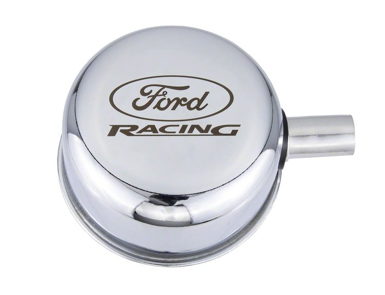 Push-In Valve Cover Breather Chrome w/Ford Racing logo