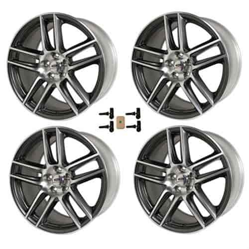 MUSTANG BOSS 302 LS CHARCOAL 19X9 FRONT 19X10 REAR WITH TPMS SENSOR KIT