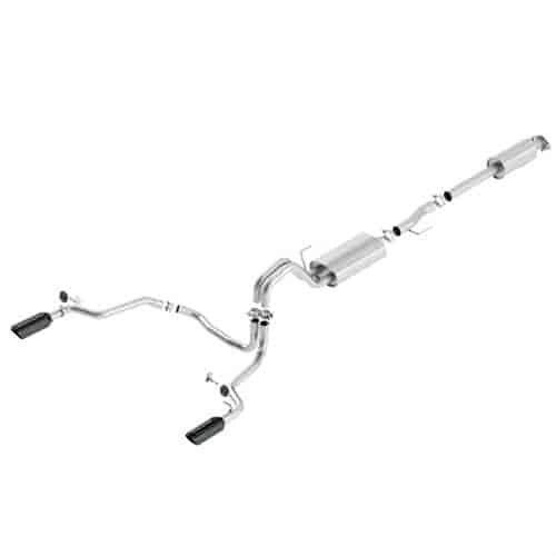 2015-2016 F-150 3.5L ECOBOOST CAT-BACK SPORT EXHAUST SYSTEM - REAR EXIT- BLACK CHROME TIPS