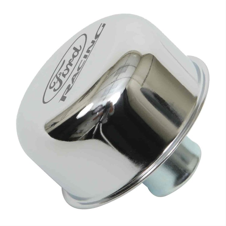 Chrome Push-In Oil Breather Cap for 289, 302 & 351W Valve Covers [Ford Racing Logo]