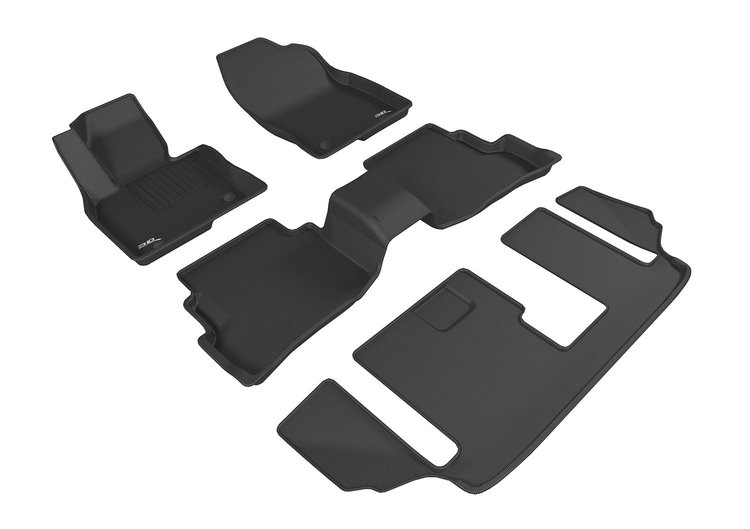 L1MZ05701509 KAGU Floor Mat Set for 2016-2019 Mazda CX-9; 2020-2023 Mazda CX-9, 4-Piece, Front Row/2nd Row/3rd Row [Black]