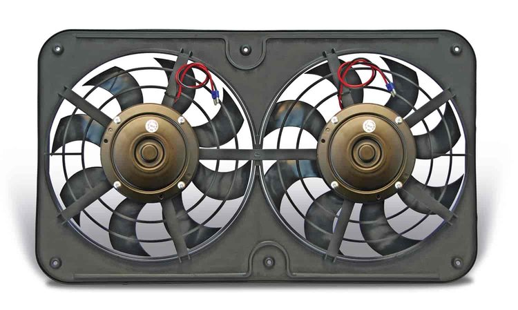 S-Blade Low Profile Universal Dual Electric Fan Pusher Design without Adjustable Thermostat