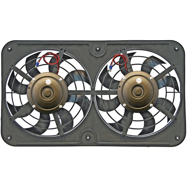 S-Blade Low Profile Universal Dual Electric Fan Pusher Design without Adjustable Thermostat