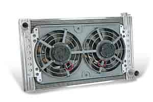 Universal Aluminum Radiator & Electric Fans Radiator: 32-1/4" W x 18-7/8" H (Overall 7" D)