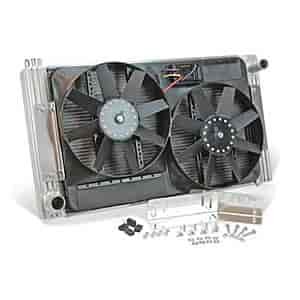 Universal Aluminum Radiator & Electric Fans Radiator: 33-5/8" W x 18-1/2" H (Overall 7-1/2"D)