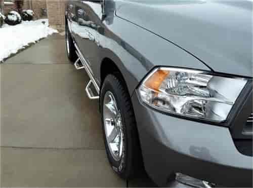 Step Systems; Stainless Steel Nerf Steps; Gloss Black; Cab Length; 2 Steps per side Sold as a pair;