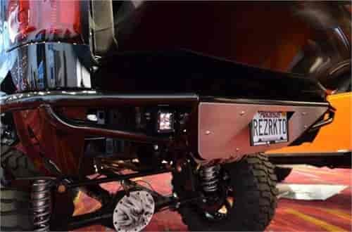 Bumpers RBS Rear Bumper Textured Black Pre-Runner Style Brushed Aluminum Skid Plate  Liscense plate mount