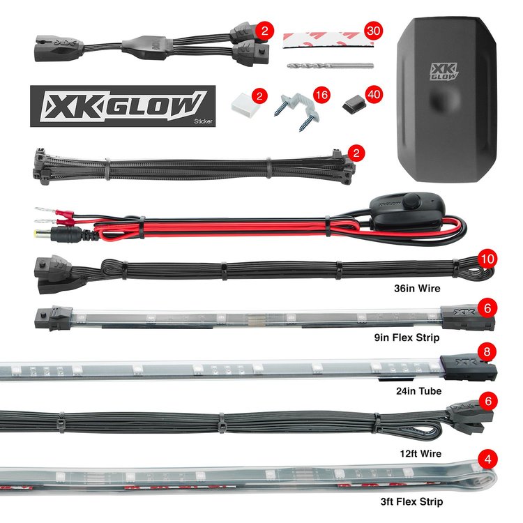 KS-CAR-PRO 8 x 24 in. Tube + 6 x 10 in. Strip + 4 x 36 in. Strip Million Color Undercar Kit, Universal Fit