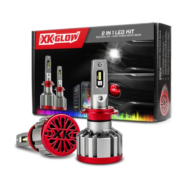 XK045004-HB4 HB4 RGB 2-in-1 Headlight Bulb RGB/LED Headlight Kit, w/ Million-Color XKCHROME Smartphone App Control, Pair
