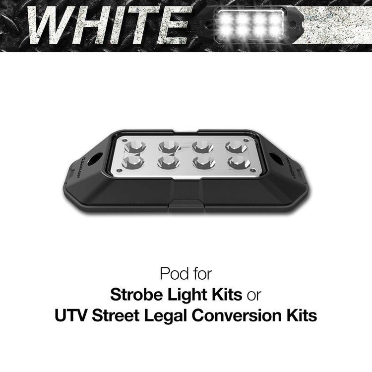 XK052001-P-W Plug-n-Play Strobe Pod Light Series, White, Universal Fit
