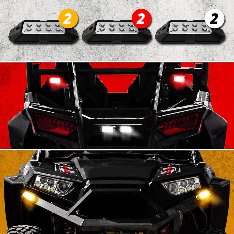 XK-DT-STA Standard Conversion Signal Light + Horn Kit, For ATV/UTV, (2) White + (2) Red + (2) Amber Pods, Universal Fit