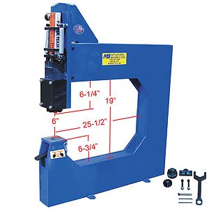 Hydraulic 10-Ton Bench Press Throat Depth: 25-1/2"