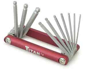 Folding Hex Key Set SAE Ball End Includes: