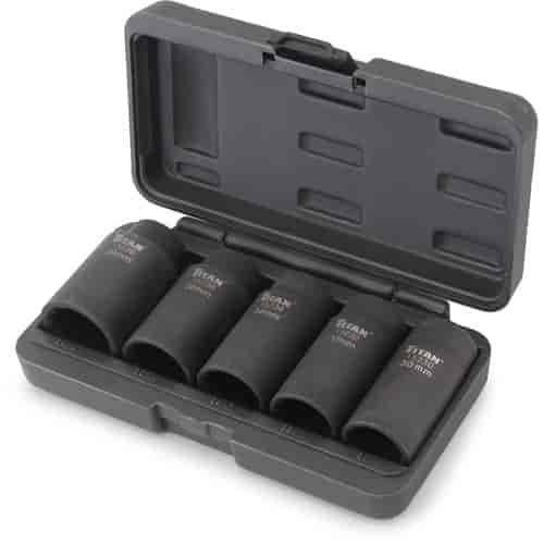 12pt Axle Nut Socket Set - 1/2" Drive 5pc Includes: