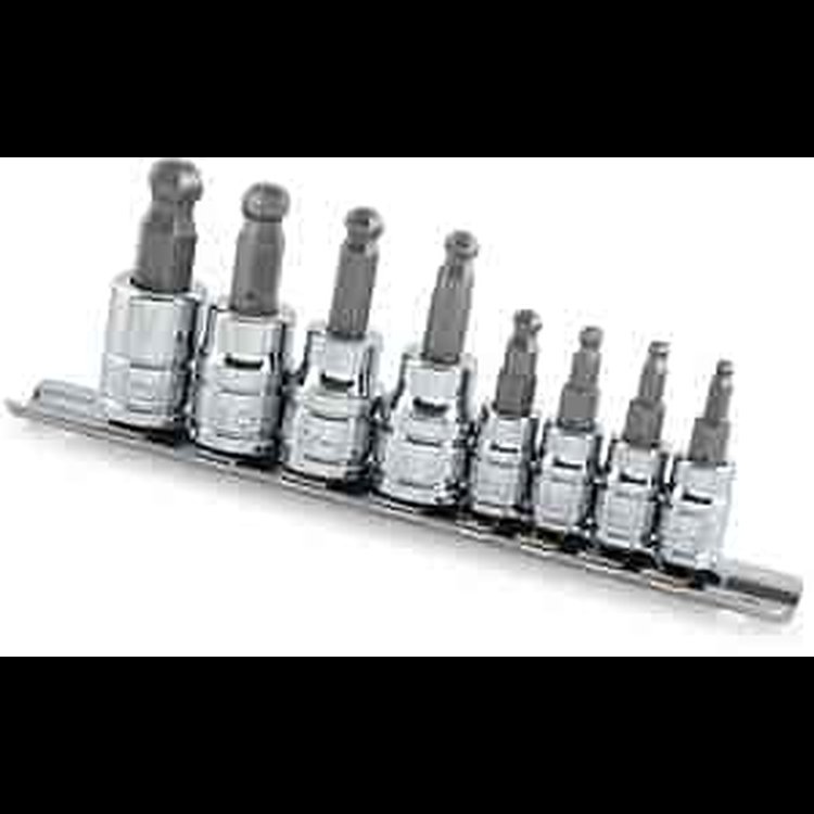 SAE Ball Tip Hex Bit Socket Set - 3/8" Drive Ball Tips