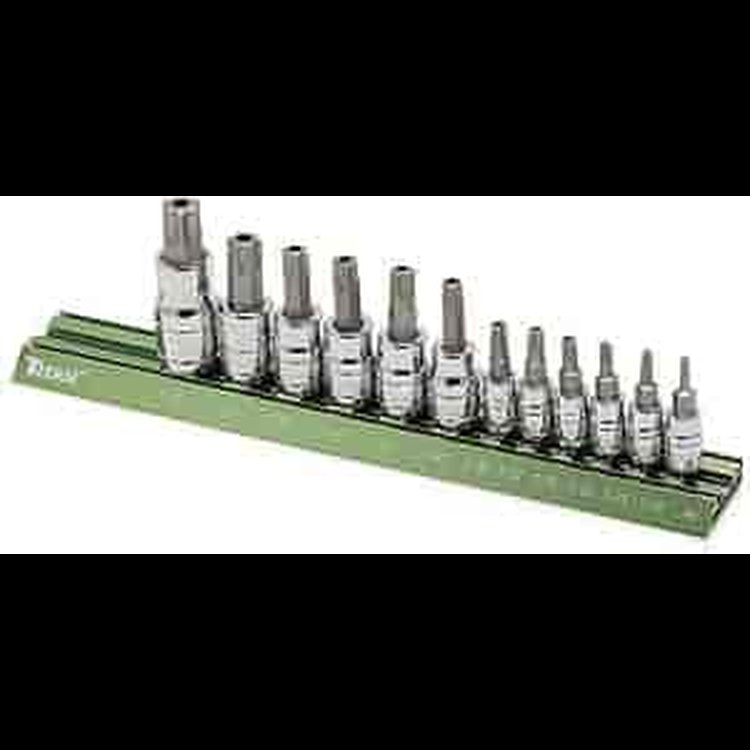 12-Piece Tamper-Resistant Star Bit Socket Set Sizes: T10, T15, T20, T25, T27, T30, T40, T45, T47, T50, T55, T60