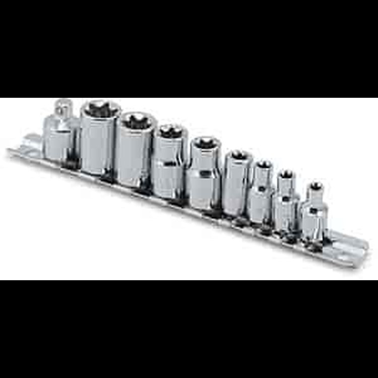 9-Piece External Star Socket Set 1/4" Drive Sizes: E5, E6, E7, E8