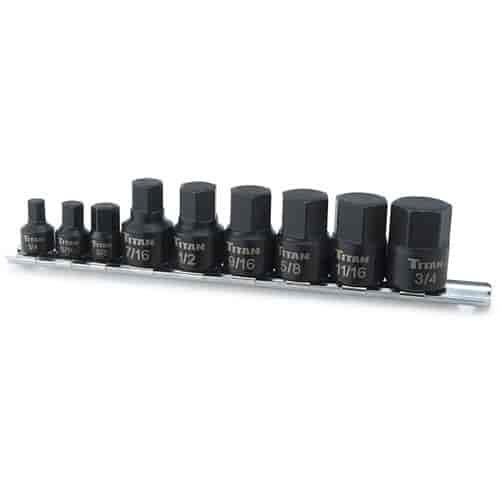 SAE Stubby Hex Bit Impact Socket Set 9pc Includes: