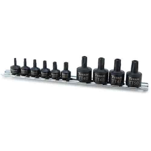 Tamper Resistant Stubby Star Bit Impact Socket Set 10pc Includes: