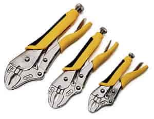 Curved Jaw Locking Pliers Set 3pc Includes: