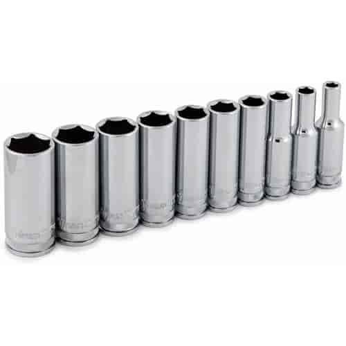 SAE 6pt Deep Socket Set 3/8" Drive
