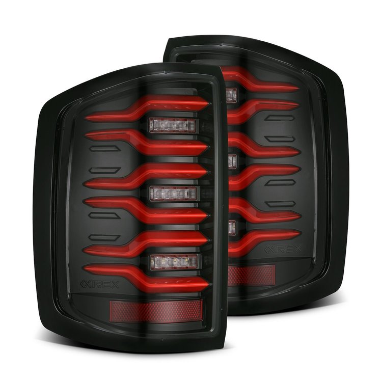 620050 Luxx Series LED Taillights for 2014-2019 Chevy/GMC Silverado/Sierra - Black-Red