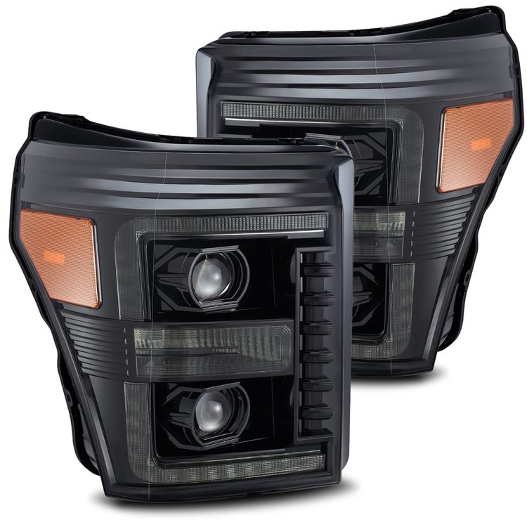 880143 Luxx-Series LED Projector headlights for 2011-2016 Ford F-250/F-350/F-450 - Plank Style Design in Midnight Black