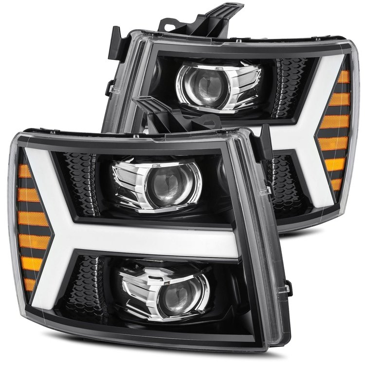 880223 Luxx-Series LED Projector Headlights for 2007-2014 Chevy Silverado 1500/2500/3500 - Jet Black