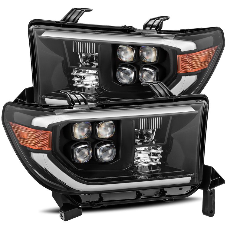 880727 NOVA-Series LED Projector Headlights for 2007-2013 Toyota Tundra/Sequoia - Plank Style Design in Midnight Black