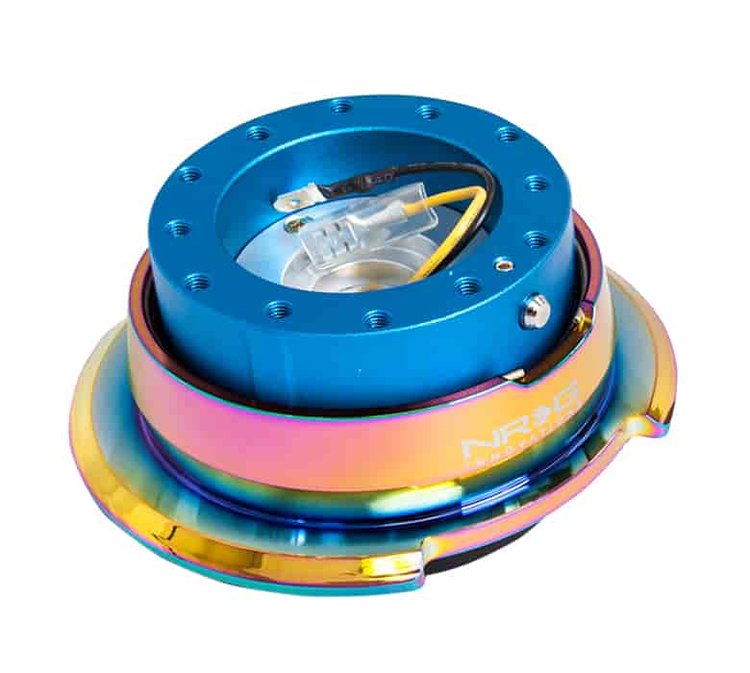 Generation 2.8 Quick Release Steering Wheel Hub Blue Body & Diamond Cut Neo-Chrome Ring