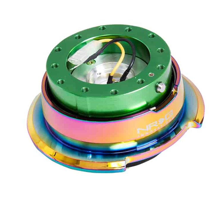 Generation 2.8 Quick Release Steering Wheel Hub Green Body & Diamond Cut Neo-Chrome Ring