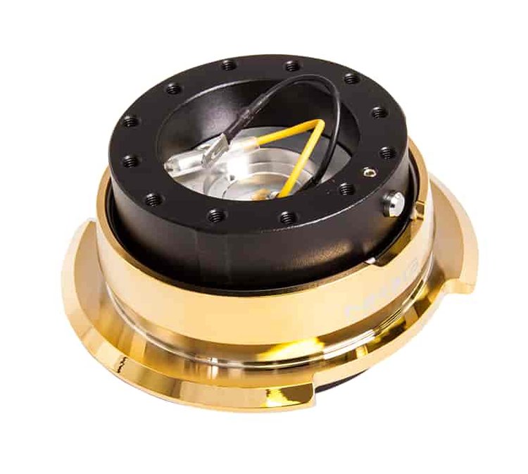 Generation 2.8 Quick Release Steering Wheel Hub Black Body & Diamond Cut Gold Ring