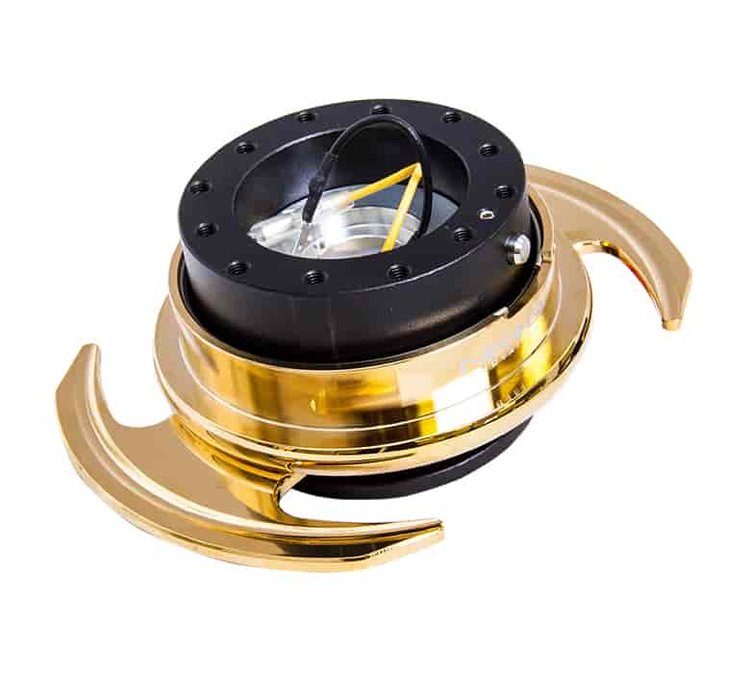 Generation 3.0 Quick Release Steering Wheel Hub Black Body & Chrome Gold Ring