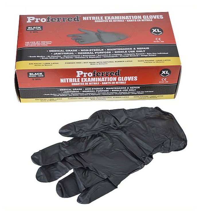 ND-GLOVE-XL Nitrile Disposable Gloves [Extra Large, 100 Pack, Black, 5 Mil]