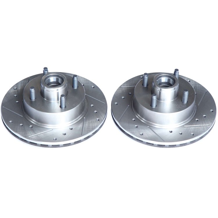 Power Stop drilled and slotted rotors give you the advantages of both drilled holes for cooling and