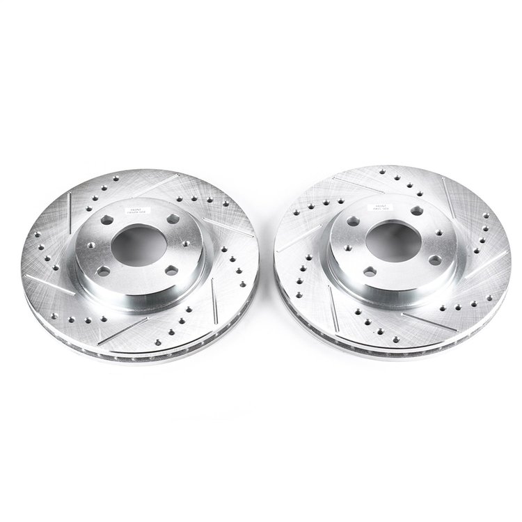 Power Stop drilled and slotted rotors give you the advantages of both drilled holes for cooling and