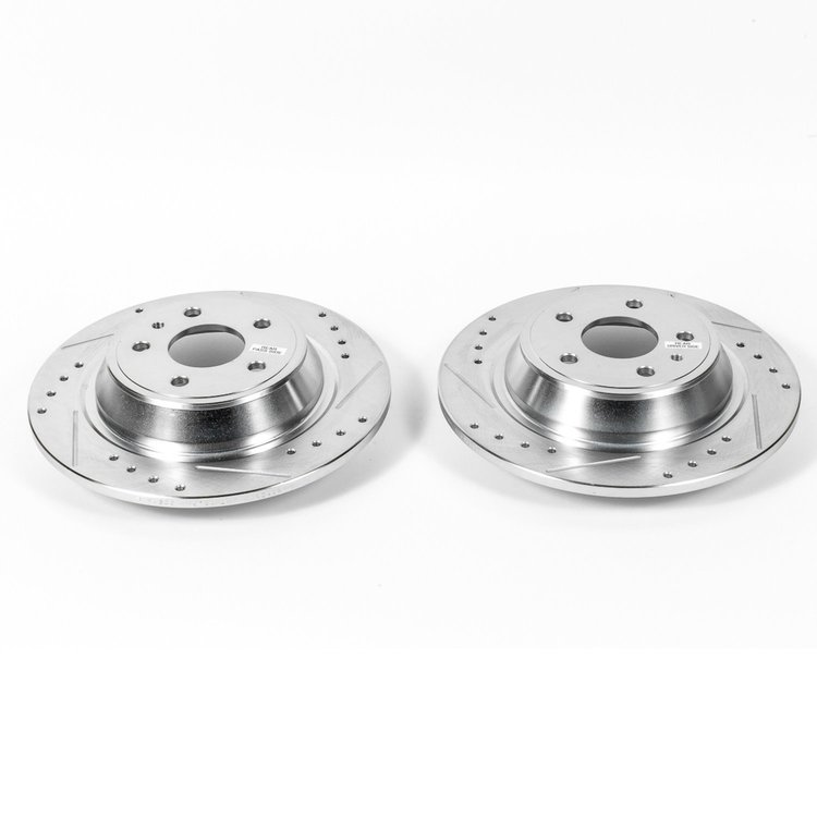 Cross-Drilled and Slotted Brake Rotors Rear Highest Quality G3000 Grade Casting Blanks Zinc-Plated f