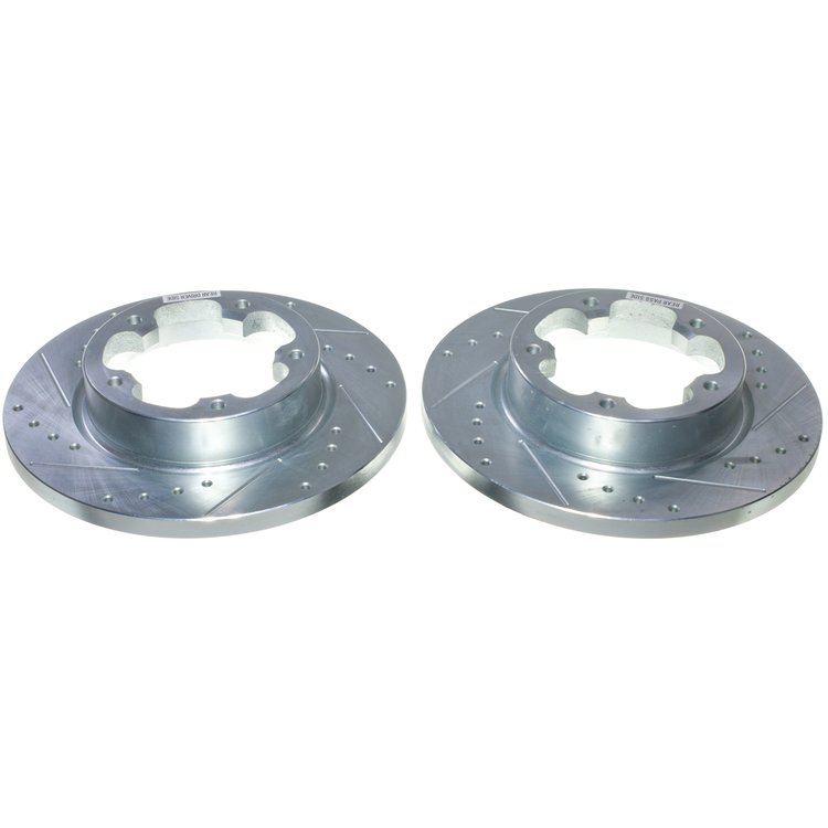 AR85218XPR Rear Drilled, Slotted & Zinc Plated Brake Rotor Pair, Includes PWRAR85218XL & PWRAR85218XR