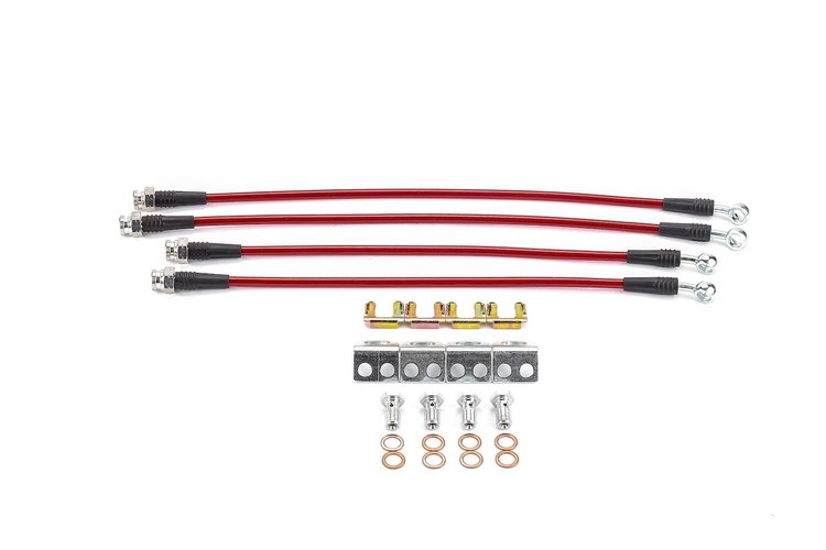 Braided Stainless Steel Hose Kit - 2004-2009 Cadillac XLR-V - 2005-2013 Chevy Corvette (Except Z51) - Front & Rear Set
