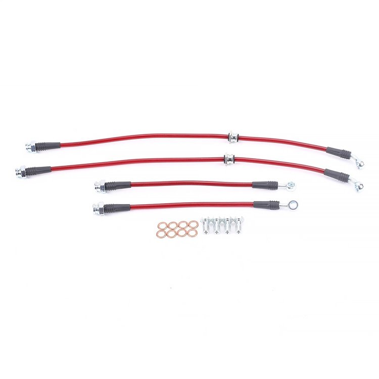 Braided Stainless Steel Hose Kit - 1996-1998 Nissan 240SX - 4-Lug & 5-Lug - Front & Rear Set