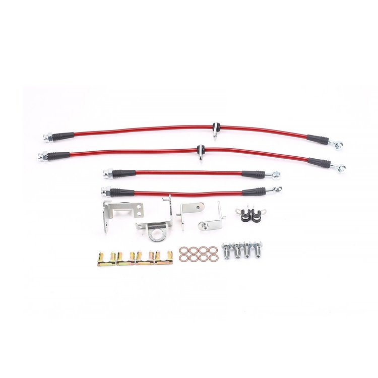 Braided Stainless Steel Hose Kit - 2005-2009 Ford Mustang V8 & Shelby GT - 2010-2012 Mustang V6 - Front & Rear Set