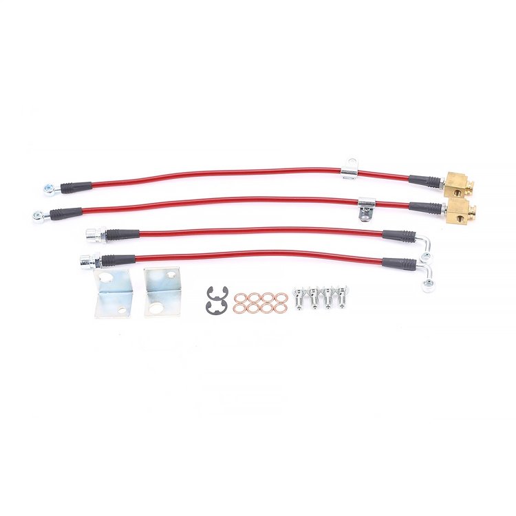 Braided Stainless Steel Hose Kit - 2015-2019 Ford Mustang EcoBoost & GT - w/4 & 6 Piston Calipers - Front & Rear Set