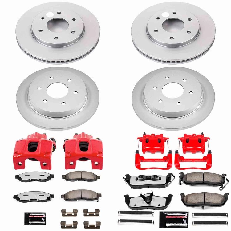 Z36 Truck and Tow Premium Carbon-Fiber Ceramic Pad, Fully Coated Rotor, and Powder Coated Caliper Kit for 2004-2005 Nissan TITAN