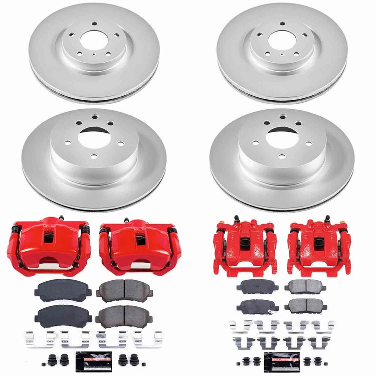 Z23 Daily Driver Premium Carbon-Fiber Ceramic Pad, Fully Coated Rotor, and Powder Coated Caliper Kit for 2009-2014 Nissan Maxima