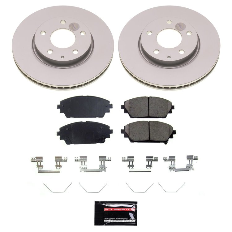 CRK8756 Genuine Geomet Coated Rotor & Low-Dust Ceramic Brake Pad Kit