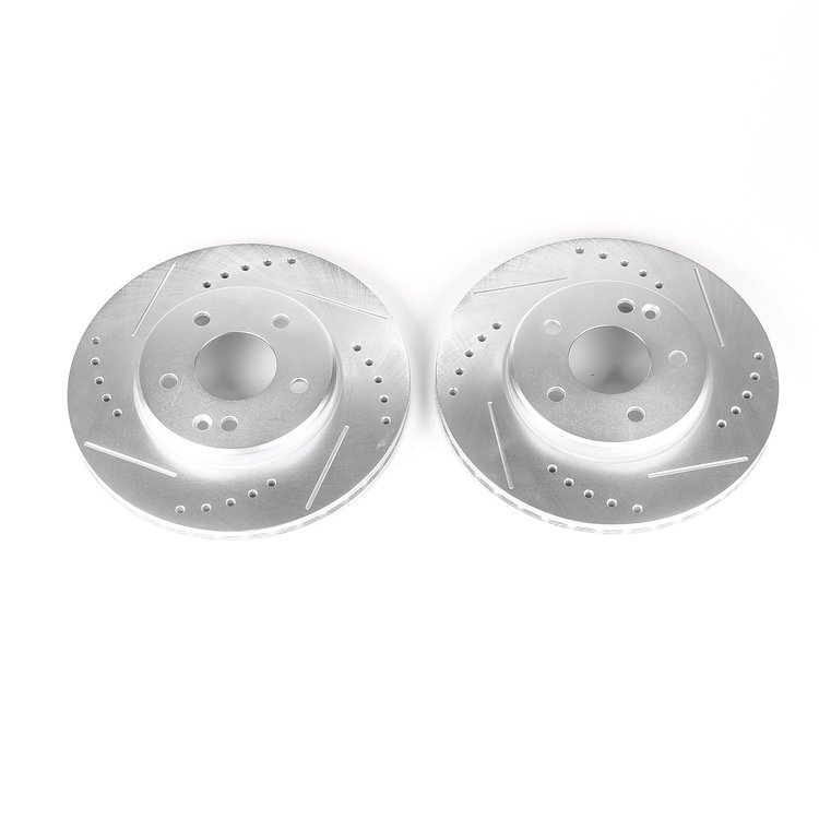 Power Stop drilled and slotted rotors give you the advantages of both drilled holes for cooling and