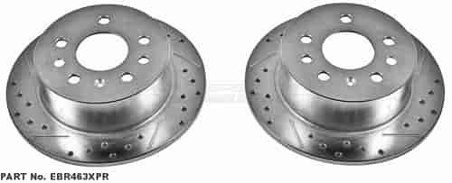 Power Stop drilled and slotted rotors give you the advantages of both drilled holes for cooling and